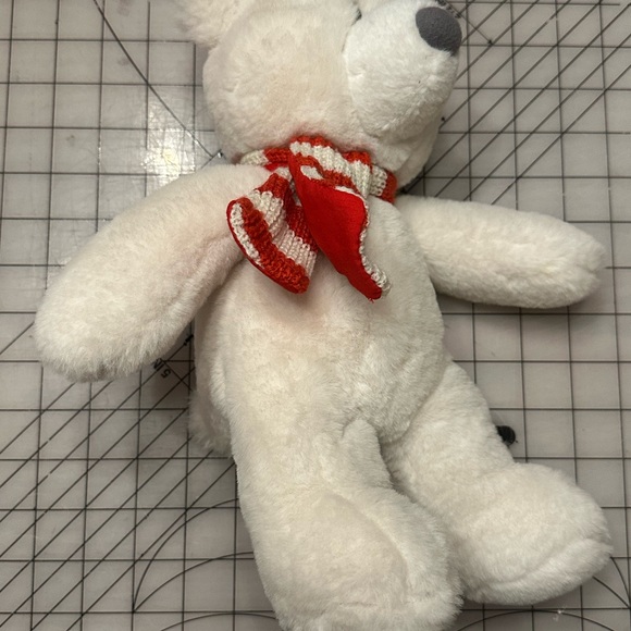 2020 Aurora Thomas Polar Bear White Bear in Red Striped Scarf Plush Stuffy - Picture 2 of 4